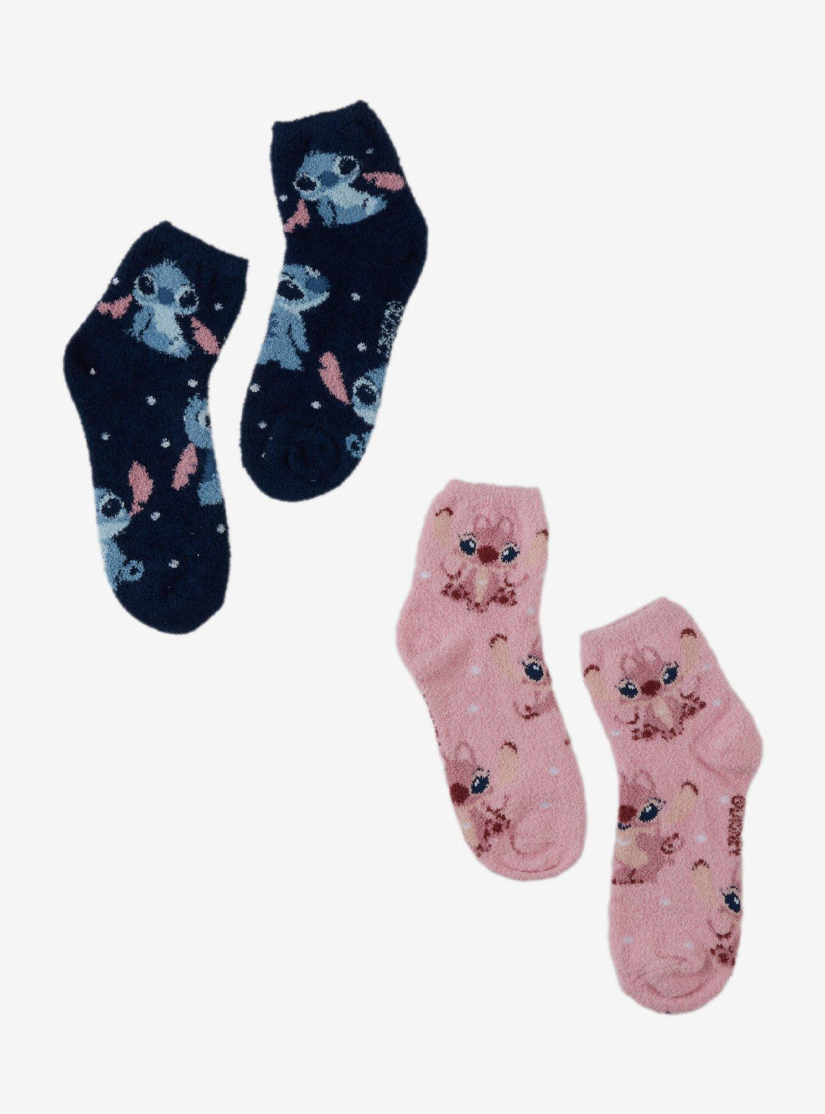 Calcetines acogedores Stitch y Angel con lunares, 2 pares