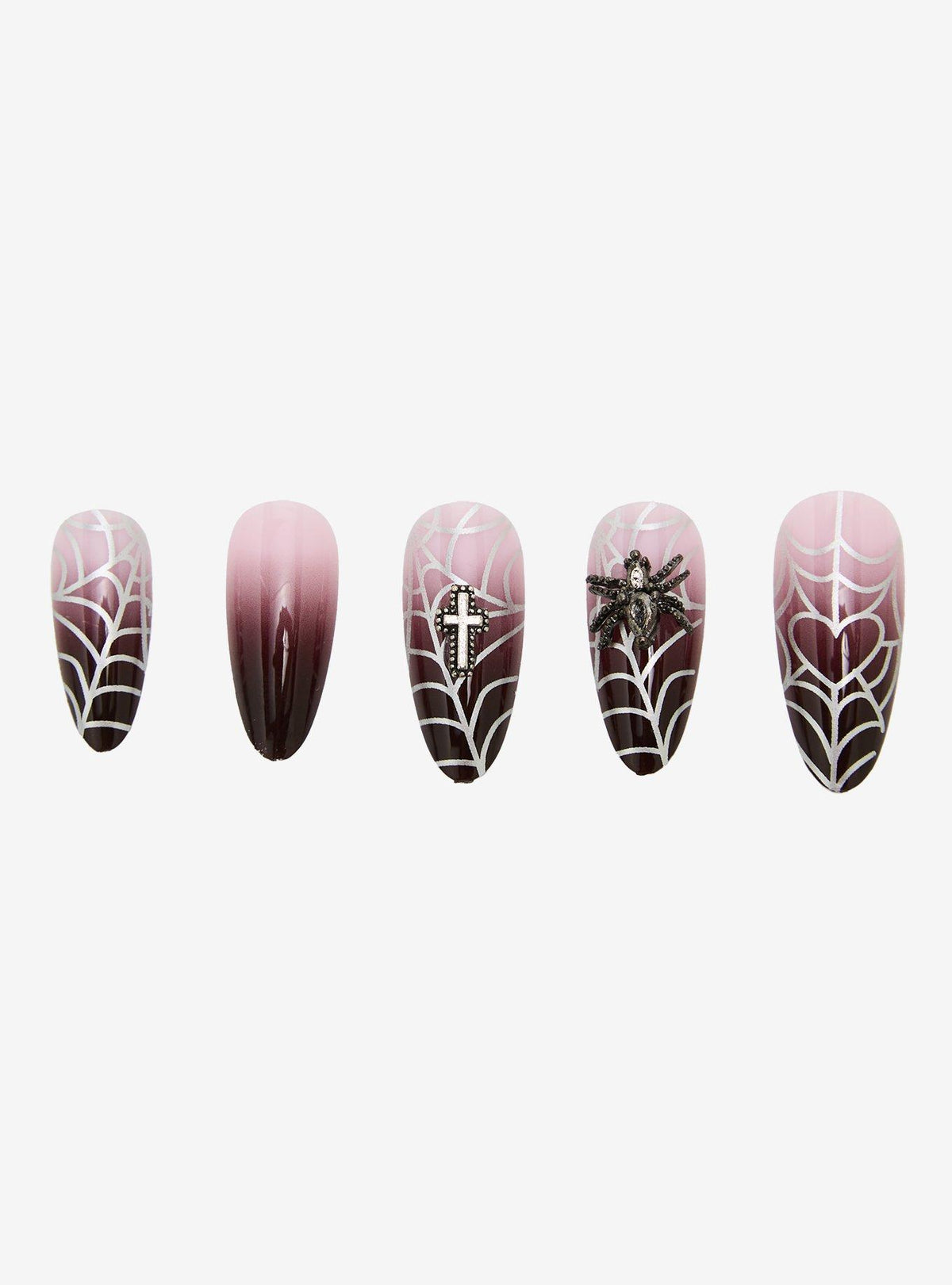 Set de uñas postizas degradadas con telarañas