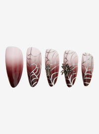 Set de uñas postizas degradadas con telarañas