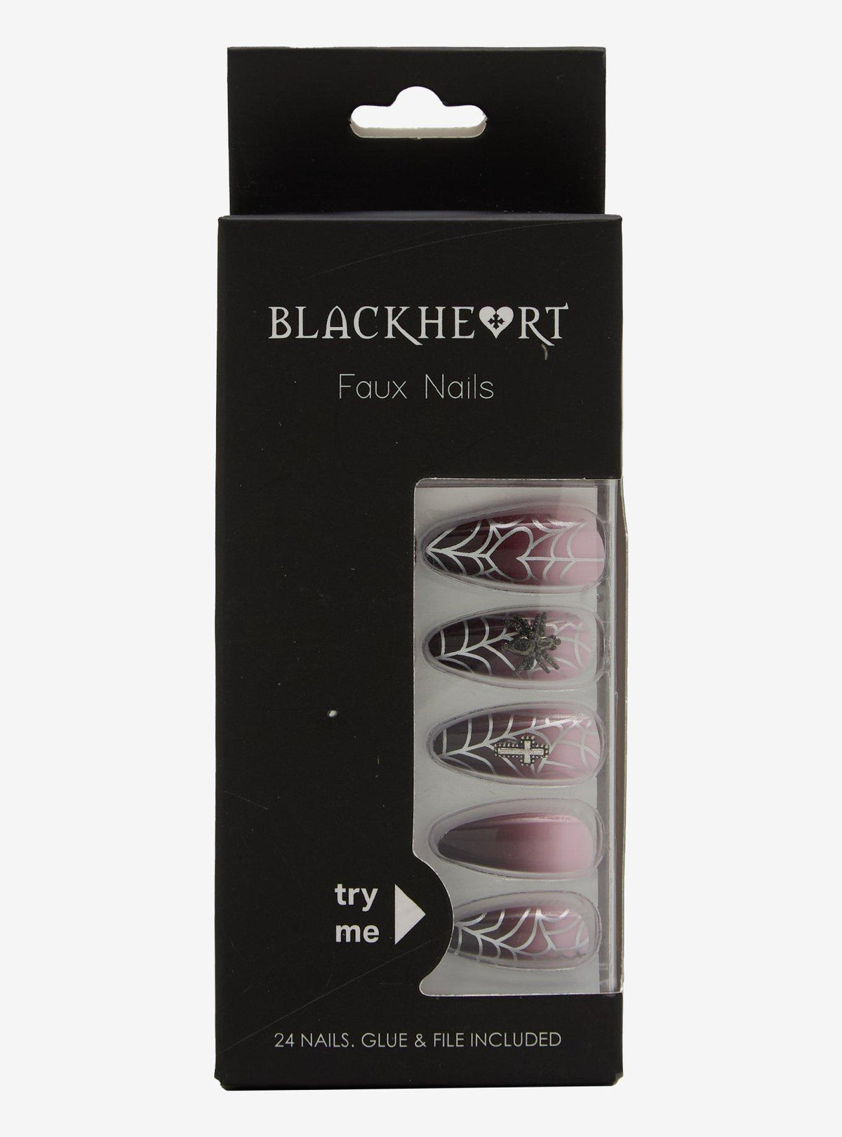 Set de uñas postizas degradadas con telarañas