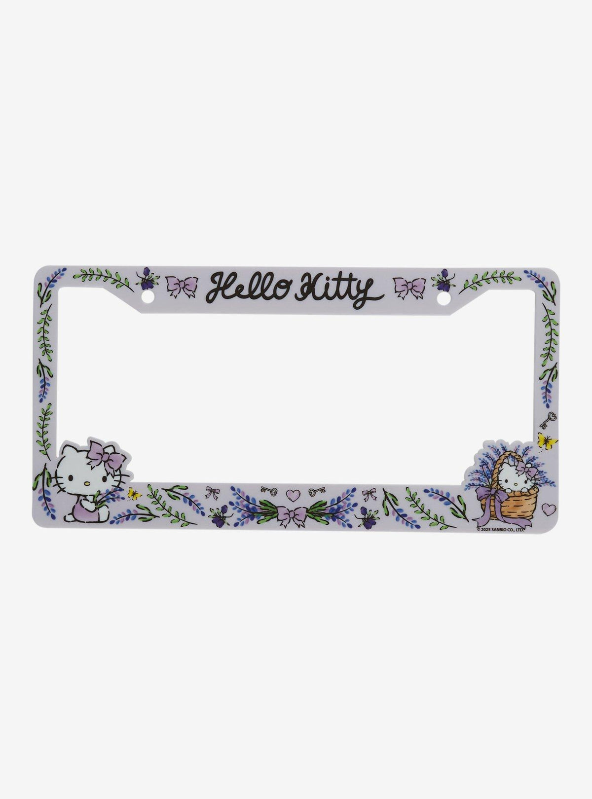 Marco para patente de Hello Kitty con flores lavanda