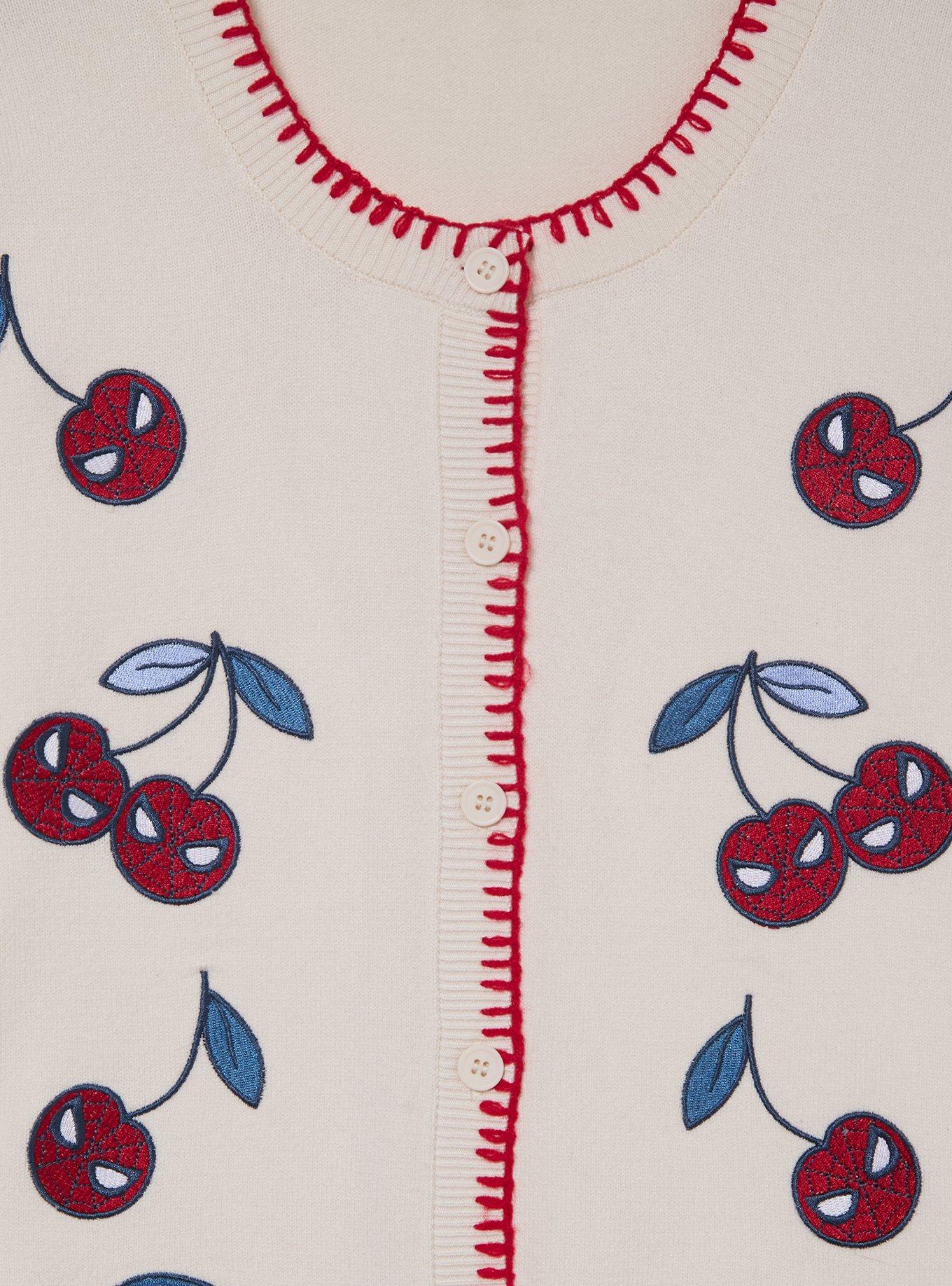 Cárdigan Spider-Man con cerezas de máscaras
