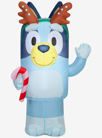 Inflable navideño de Bluey con astas y bastón de caramelo