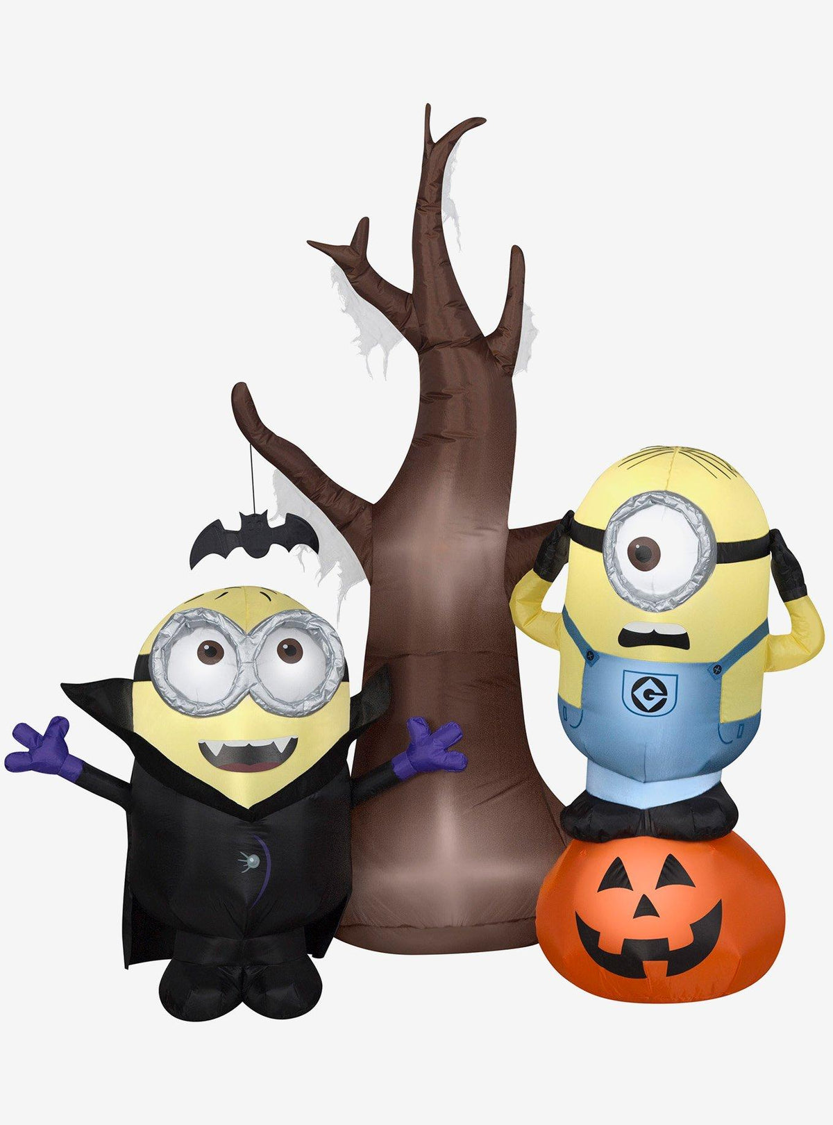 Minions inflable de Halloween con árbol y calabaza