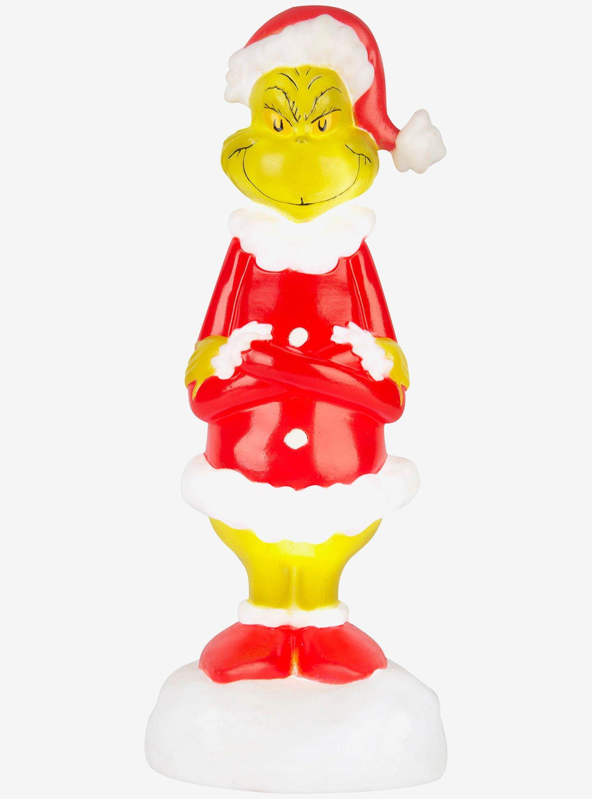 Adorno iluminado del Grinch con traje de Santa