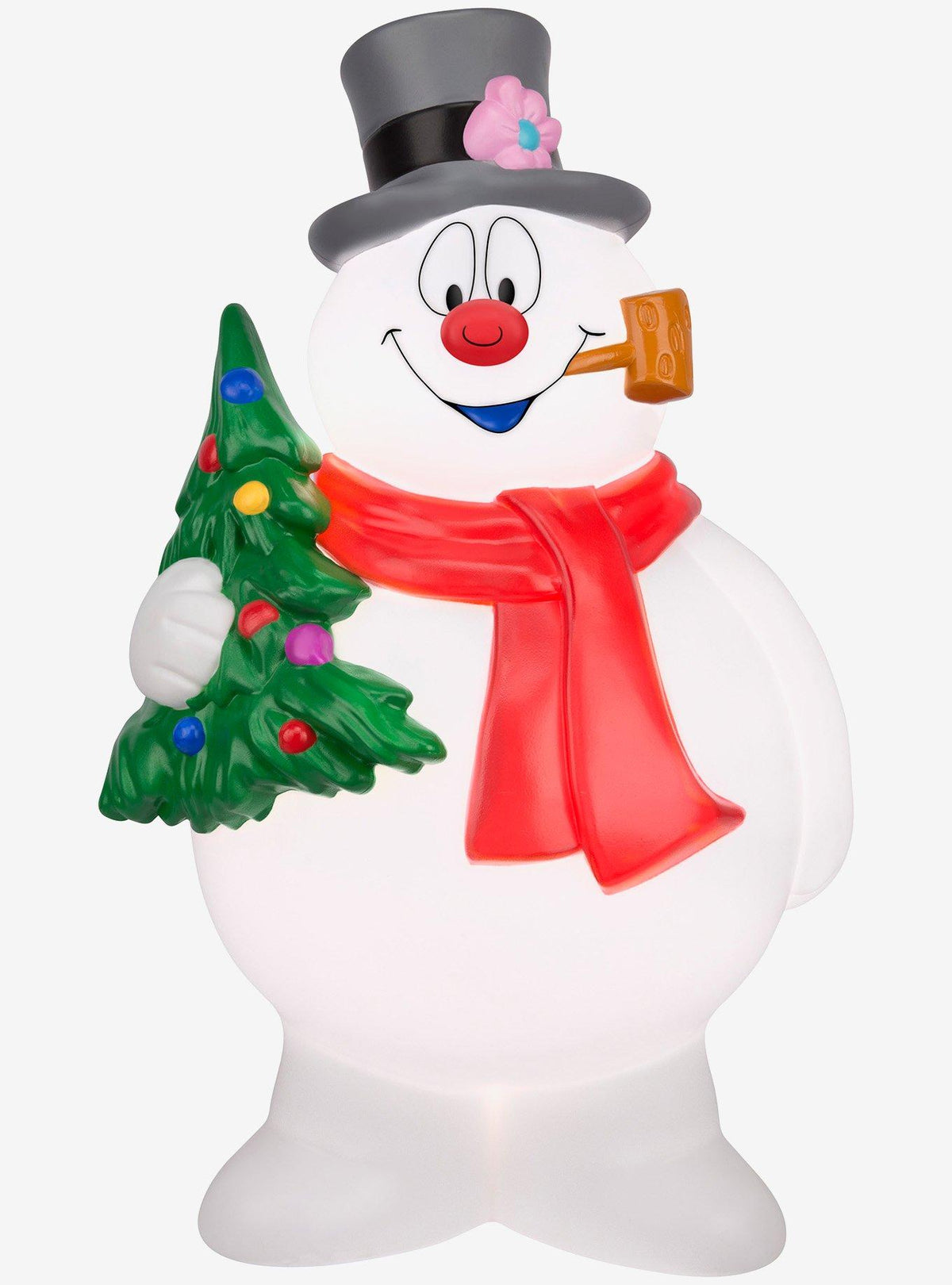 Frosty the Snowman con árbol navideño iluminado