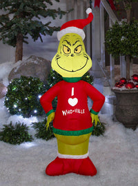 Inflable navideño del Grinch con suéter