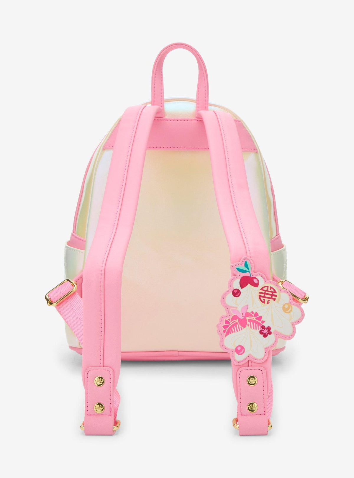 Mochila mini iridiscente de Mulan con pastel