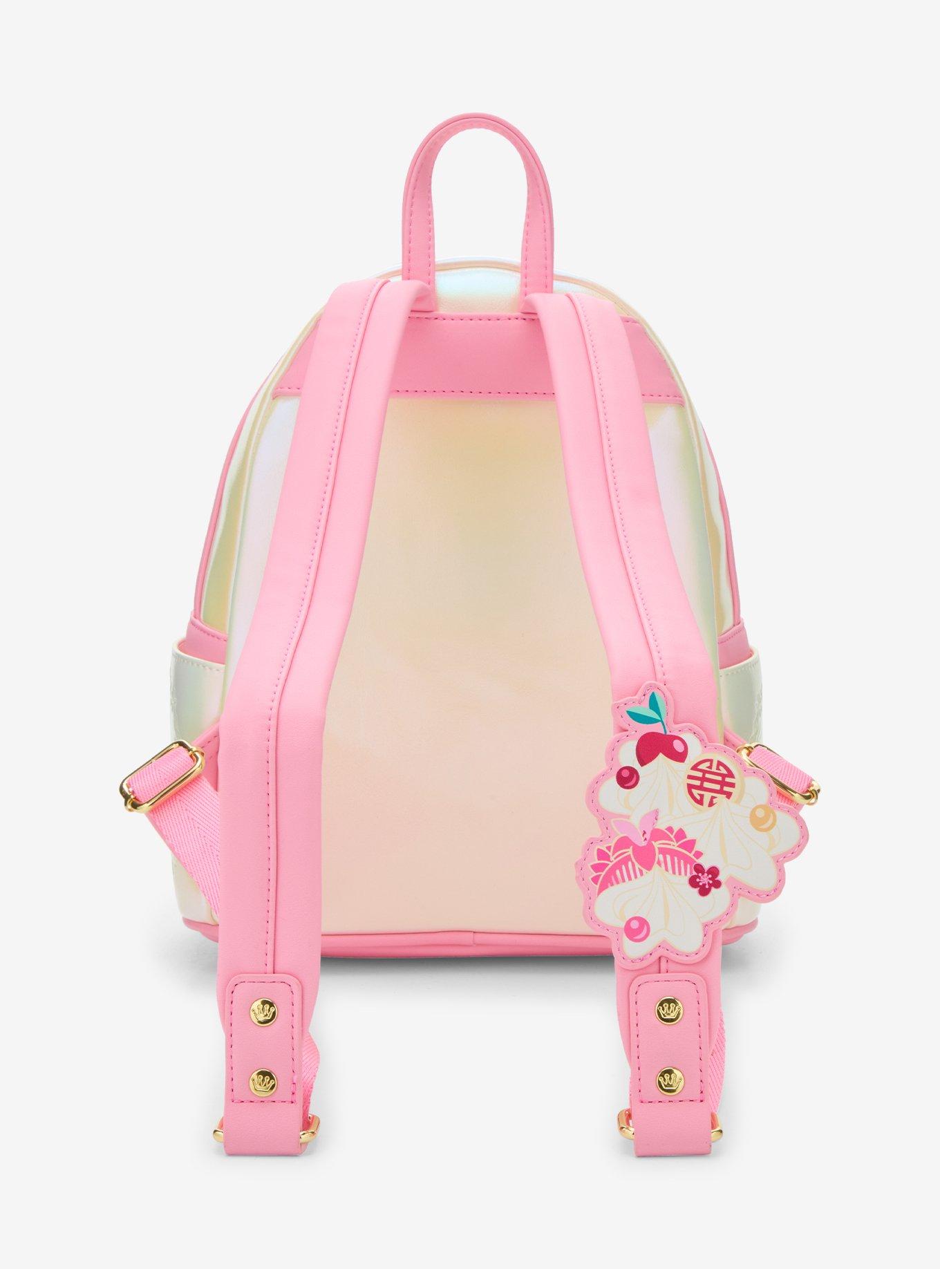 Mochila mini iridiscente de Mulan con pastel