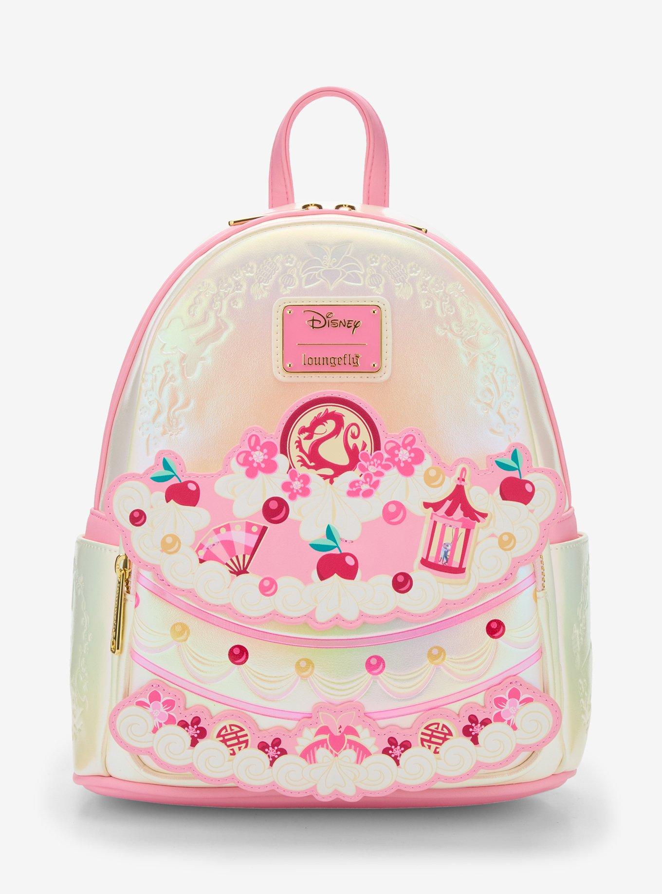 Mochila mini iridiscente de Mulan con pastel