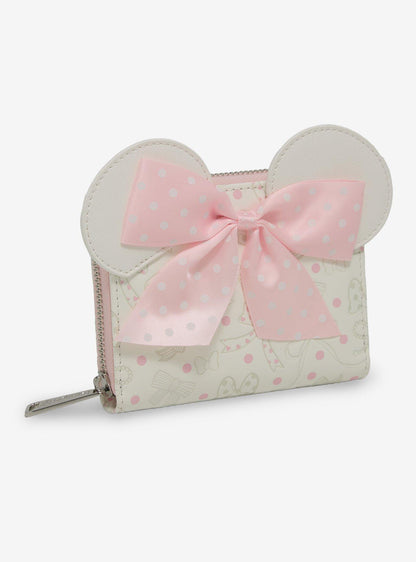 Billetera con cierre Minnie Mouse y lazos
