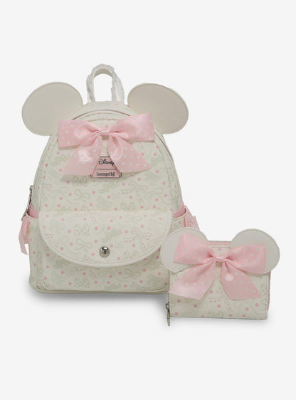 Billetera con cierre Minnie Mouse y lazos