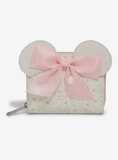 Billetera con cierre Minnie Mouse y lazos