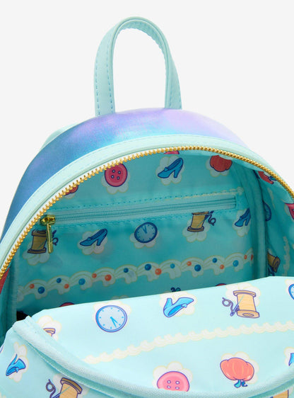 Mochila mini iridiscente de Cinderella con pastel