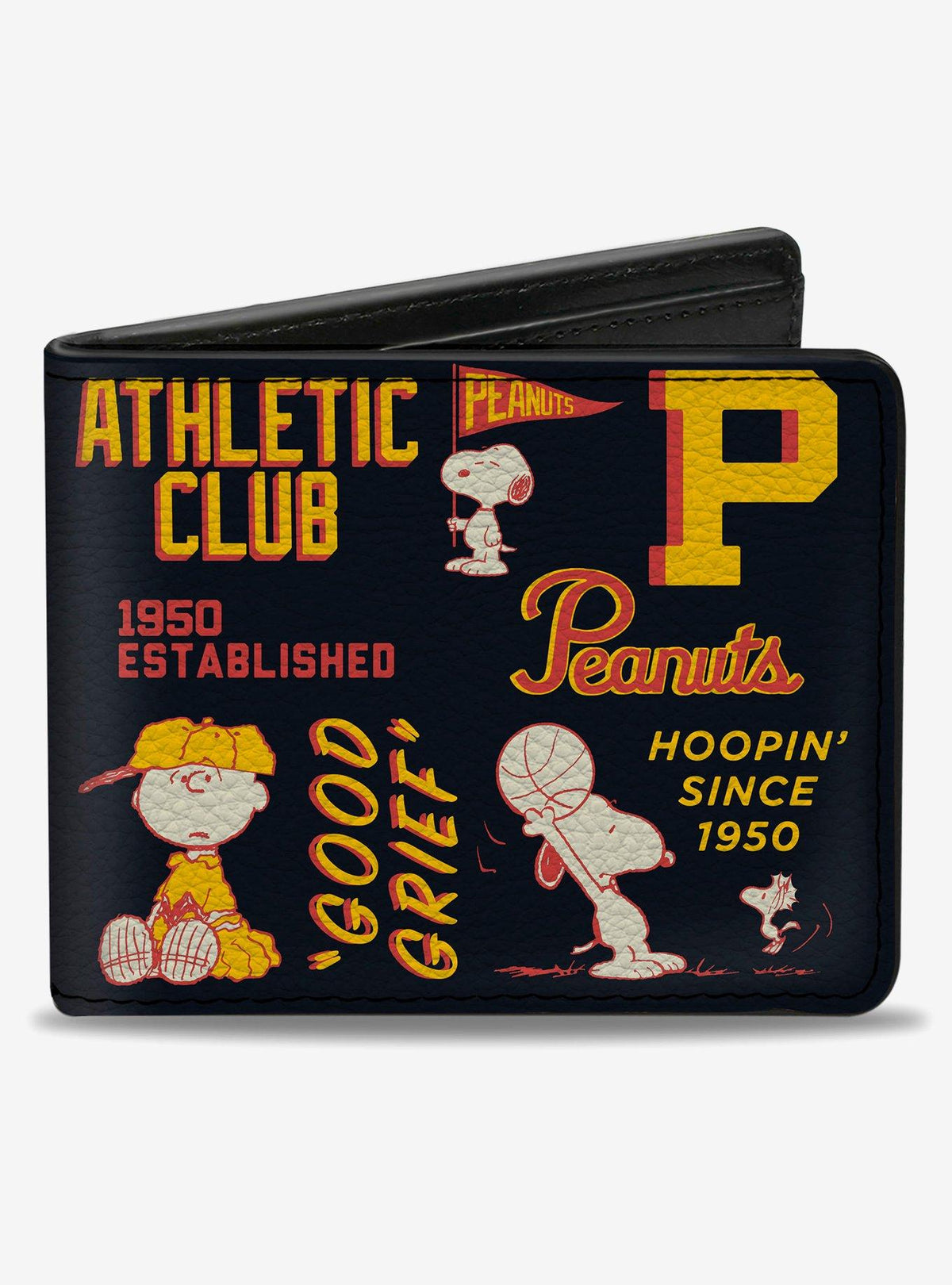 Billetera Peanuts Athletic Club con poses y frases