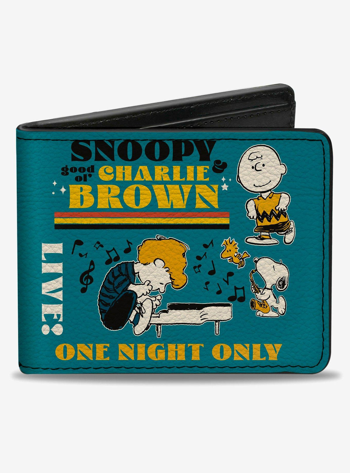 Billetera Peanuts con poses de baile y frases