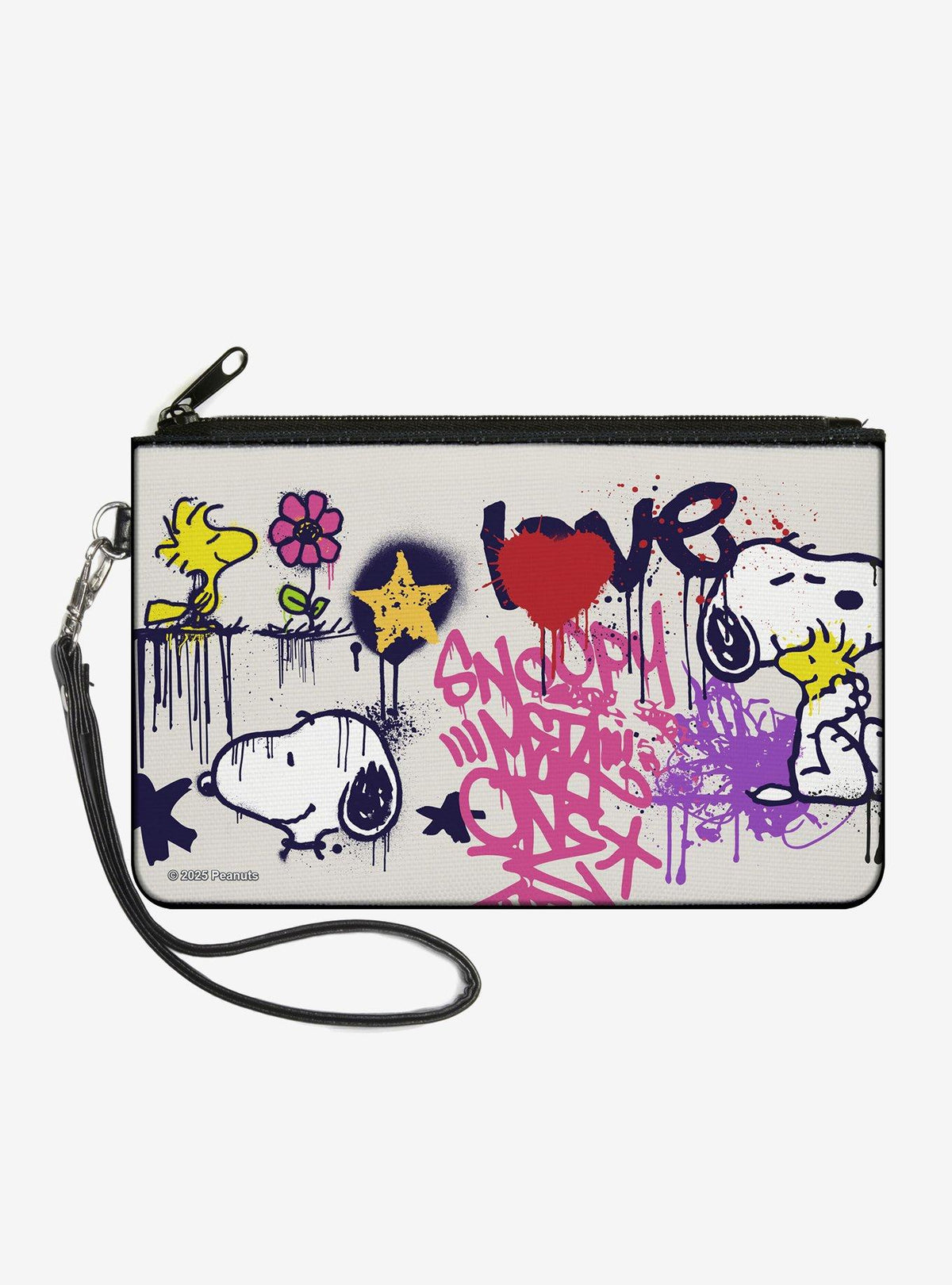 Billetera tipo clutch Peanuts Snoopy y Woodstock Graffiti
