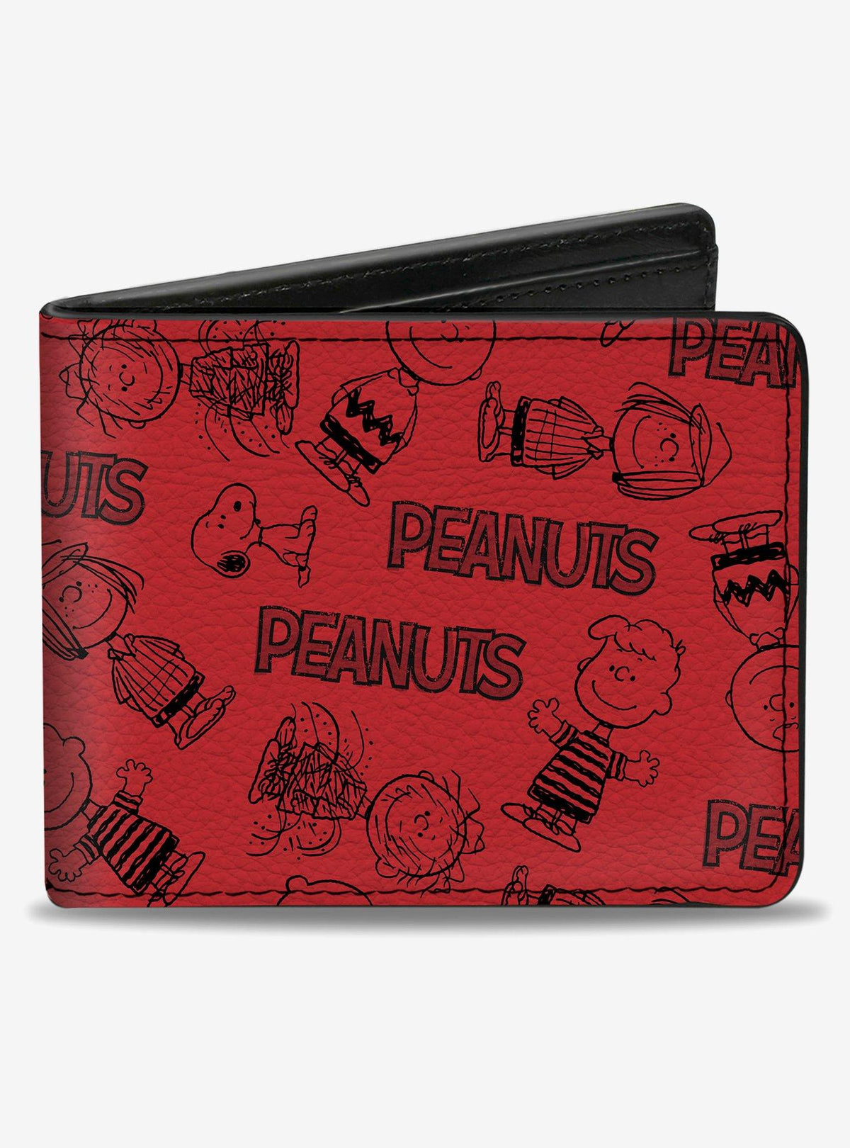 Billetera Peanuts con seis personajes y logo