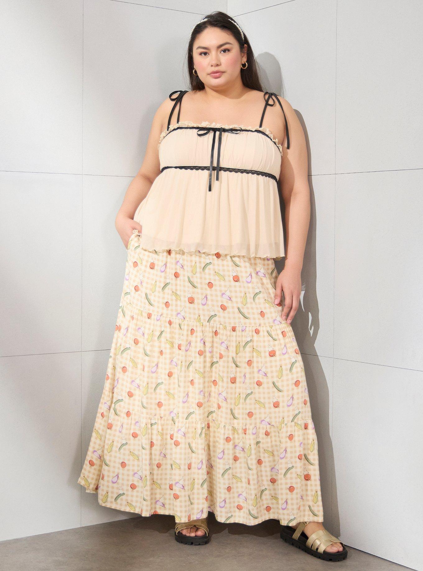 Falda maxi a cuadros de My Neighbor Totoro con verduras