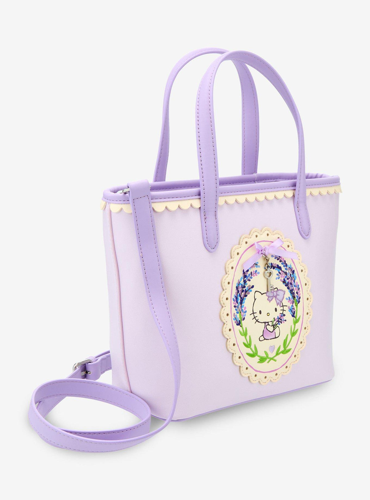 Mini cartera cruzada Hello Kitty con flores lavanda