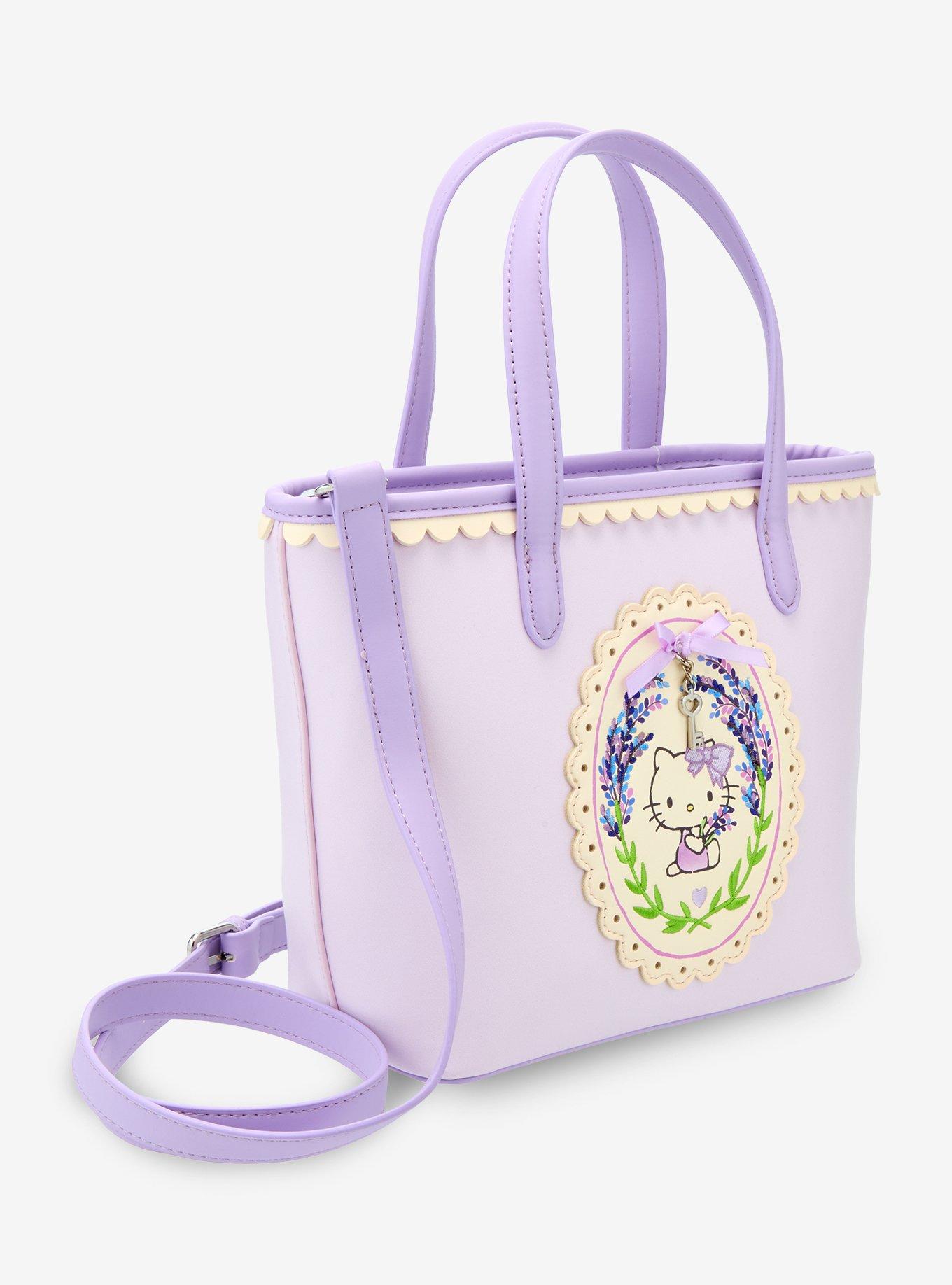Mini cartera cruzada Hello Kitty con flores lavanda