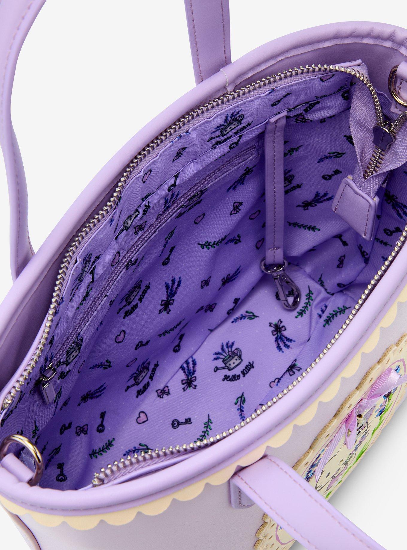 Mini cartera cruzada Hello Kitty con flores lavanda