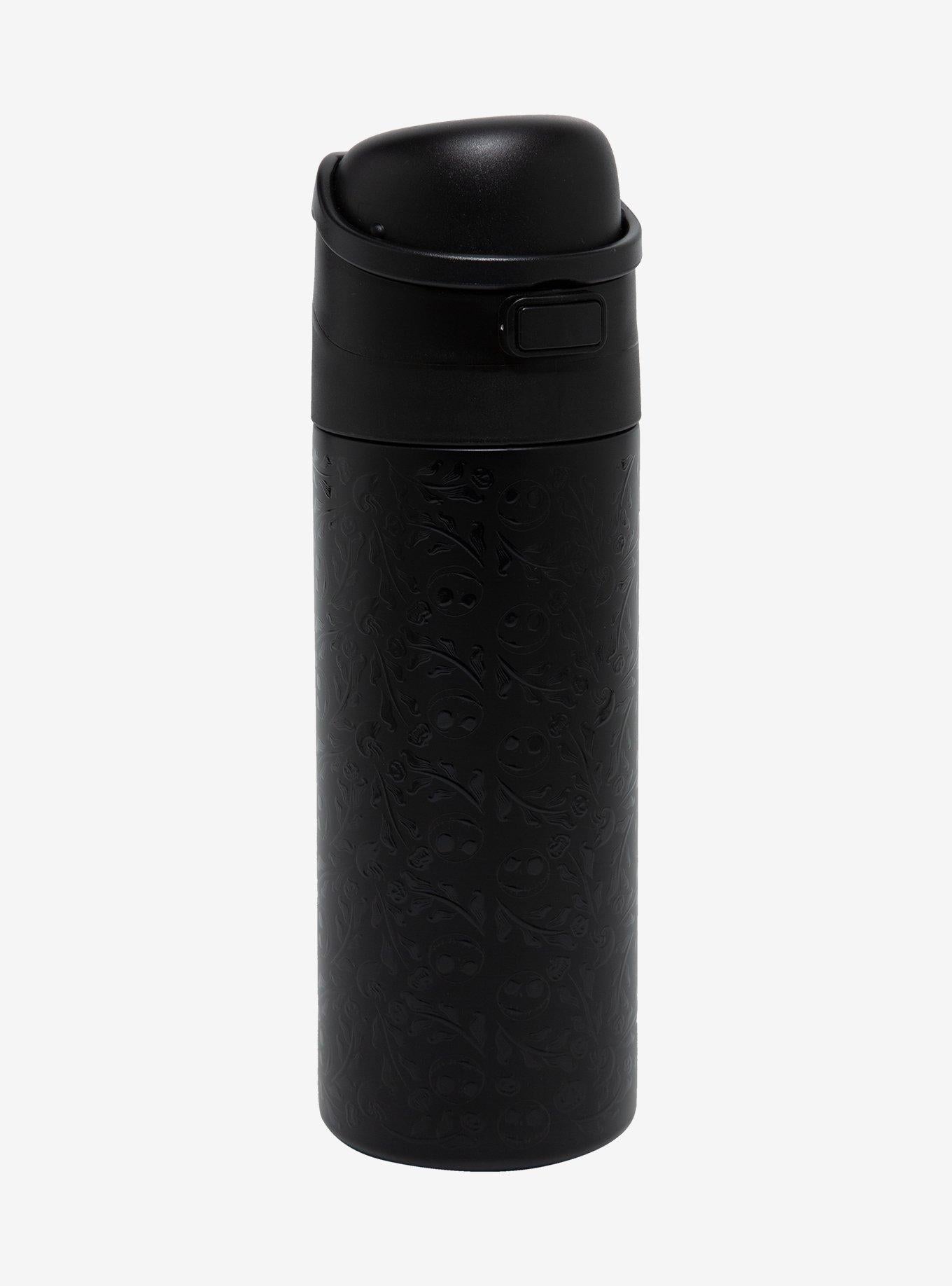 Botella negra floral de Jack Skellington