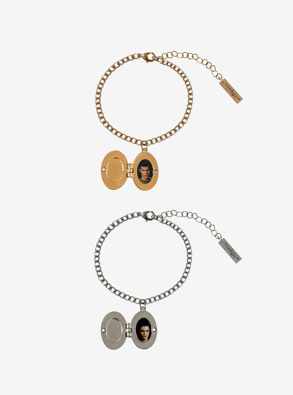 Set de pulseras con relicarios de Edward y Jacob
