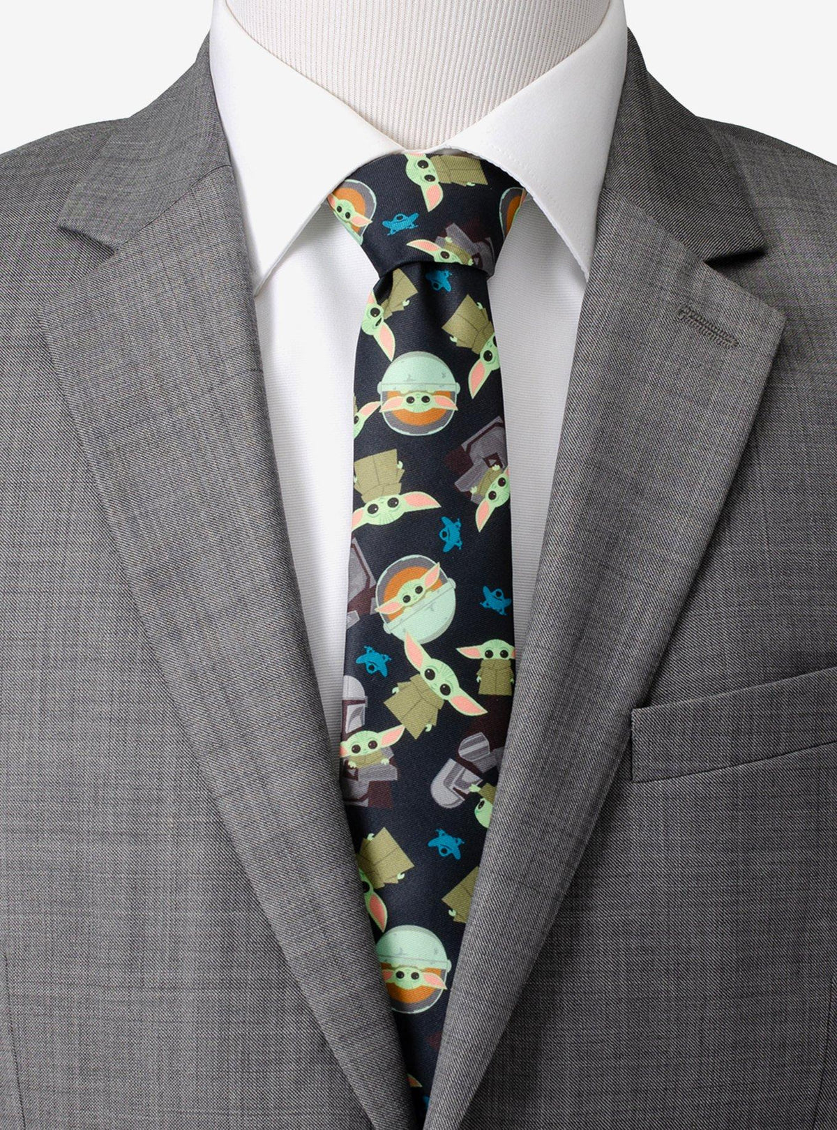 Corbata azul marino Star Wars: The Mandalorian, Mando y Grogu