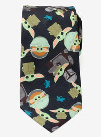 Corbata azul marino Star Wars: The Mandalorian, Mando y Grogu