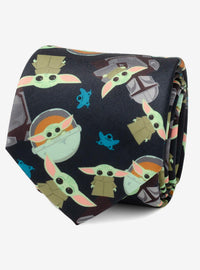 Corbata azul marino Star Wars: The Mandalorian, Mando y Grogu