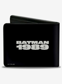 Billetera Batman 1989 con pose de salto y frase