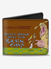 Billetera bifold Cow and Chicken «¿Qué te pasa en la cabeza?»