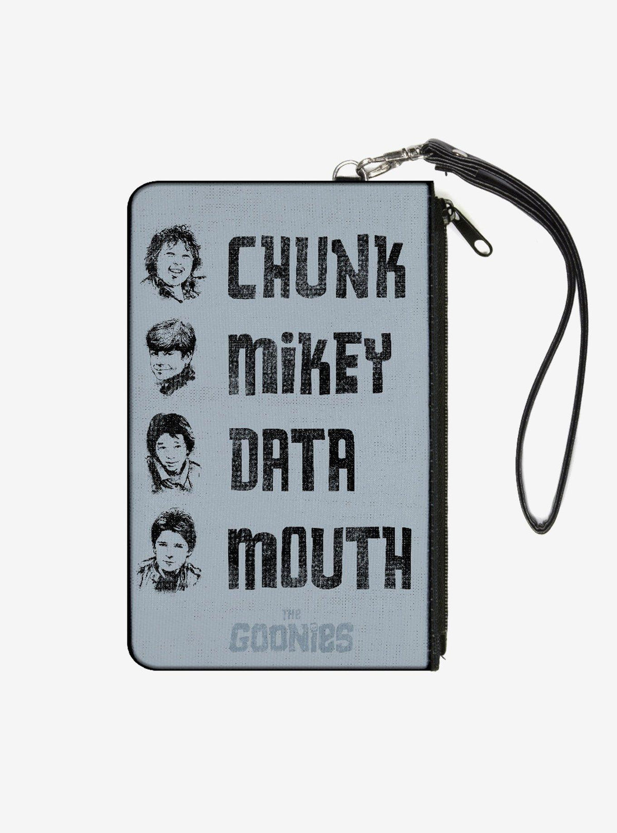Billetera tipo clutch The Goonies: Chunk, Mikey, Data y Mouth