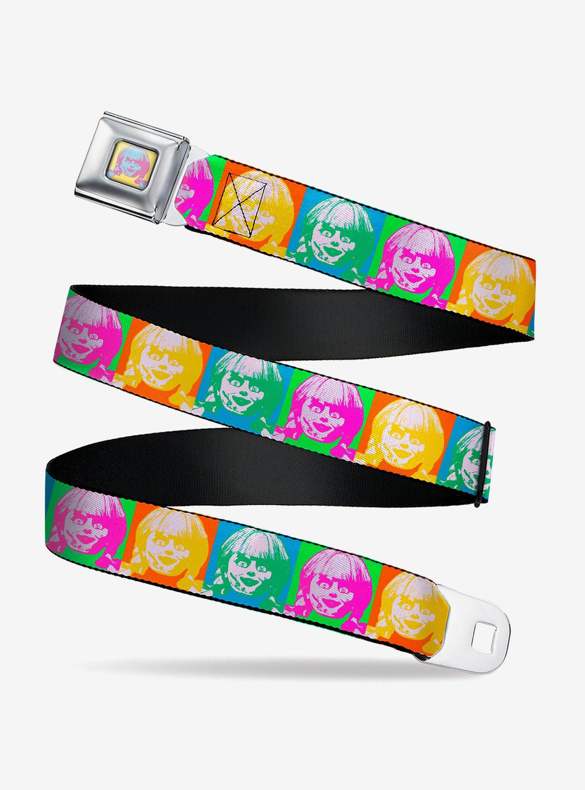 Cinturón Annabelle Pop Art con hebilla tipo cinturón de seguridad