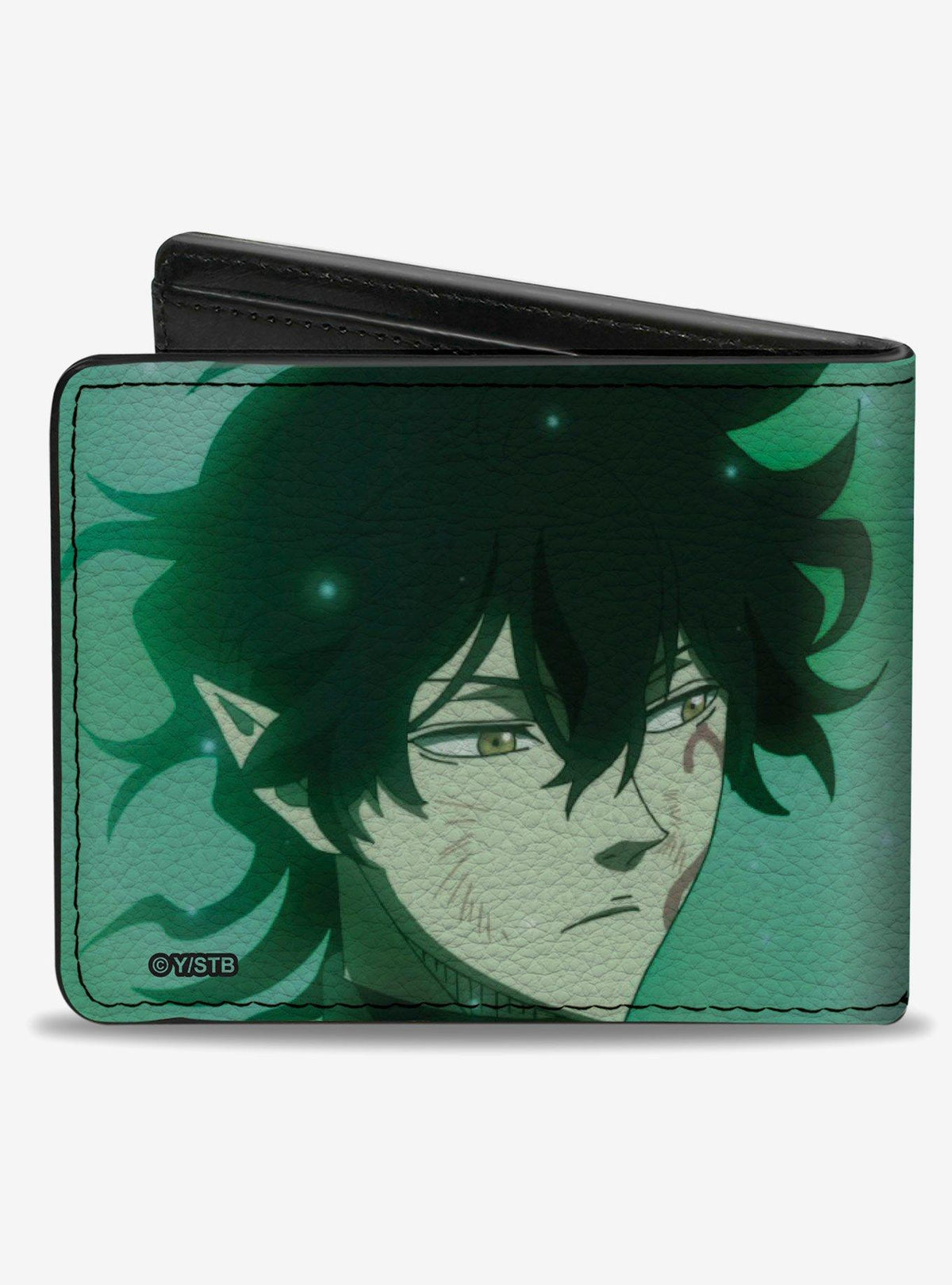 Billetera verde plegable Black Clover con Yuno y Sylph
