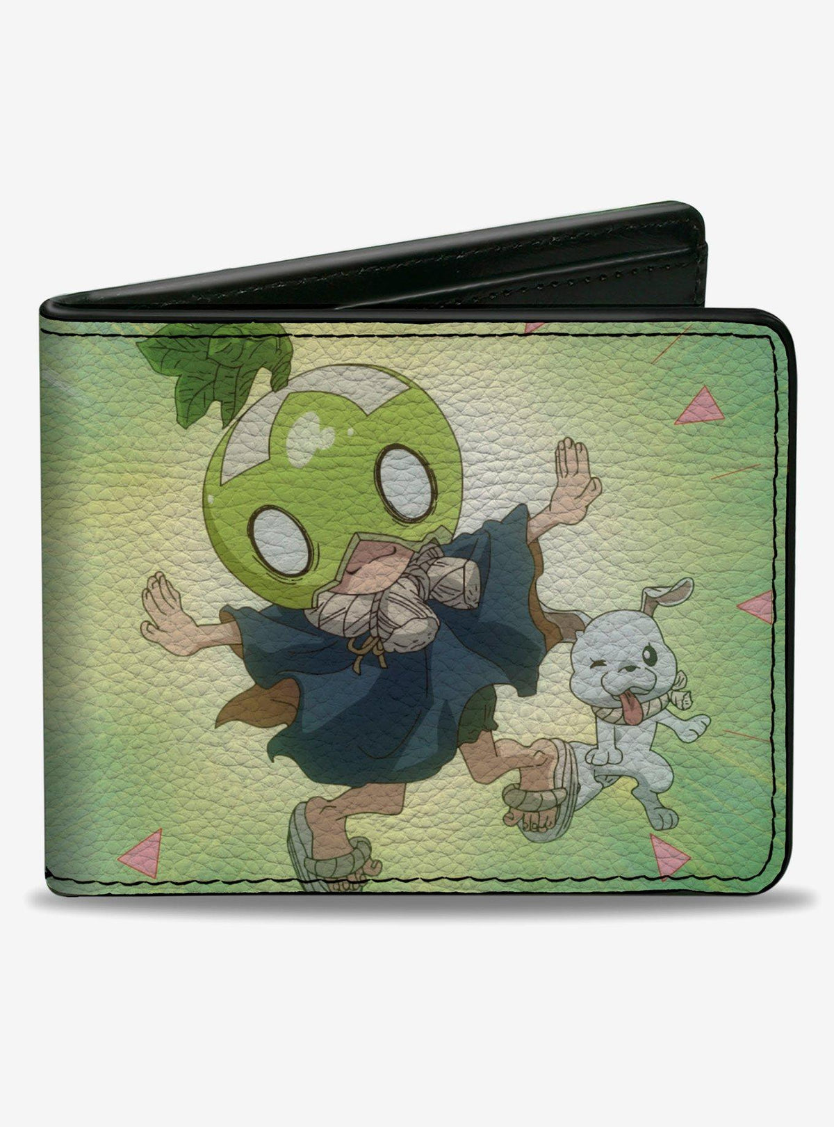 Billetera bifold verde Dr. Stone con Suika y Chalk