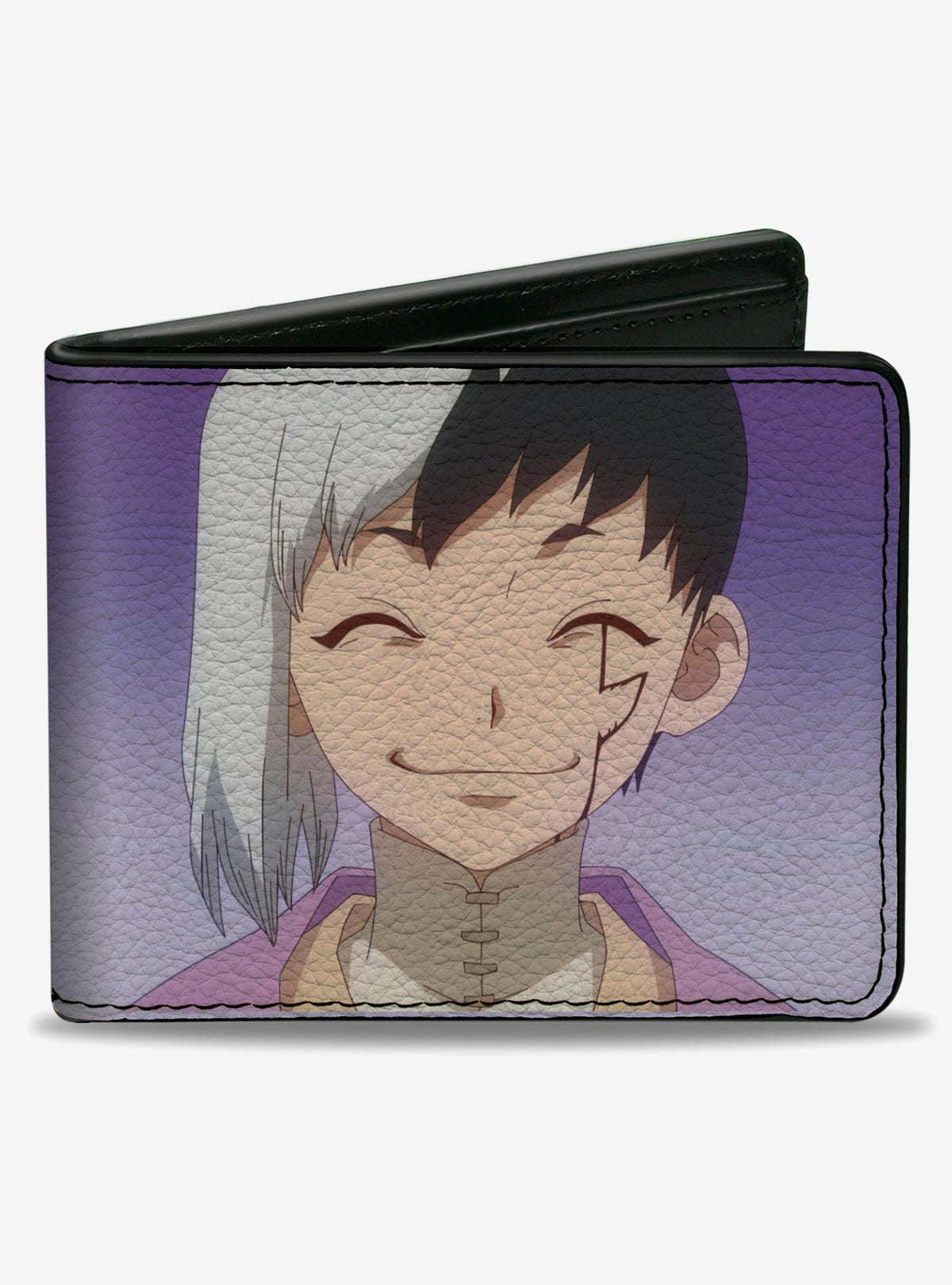 Billetera morada Dr. Stone con Gen Asagiri