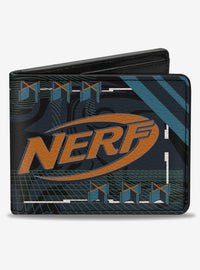 Nerf - Billetera plegable morada con logos y texto