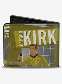 Billetera gris Star Trek con poses de Captain Kirk