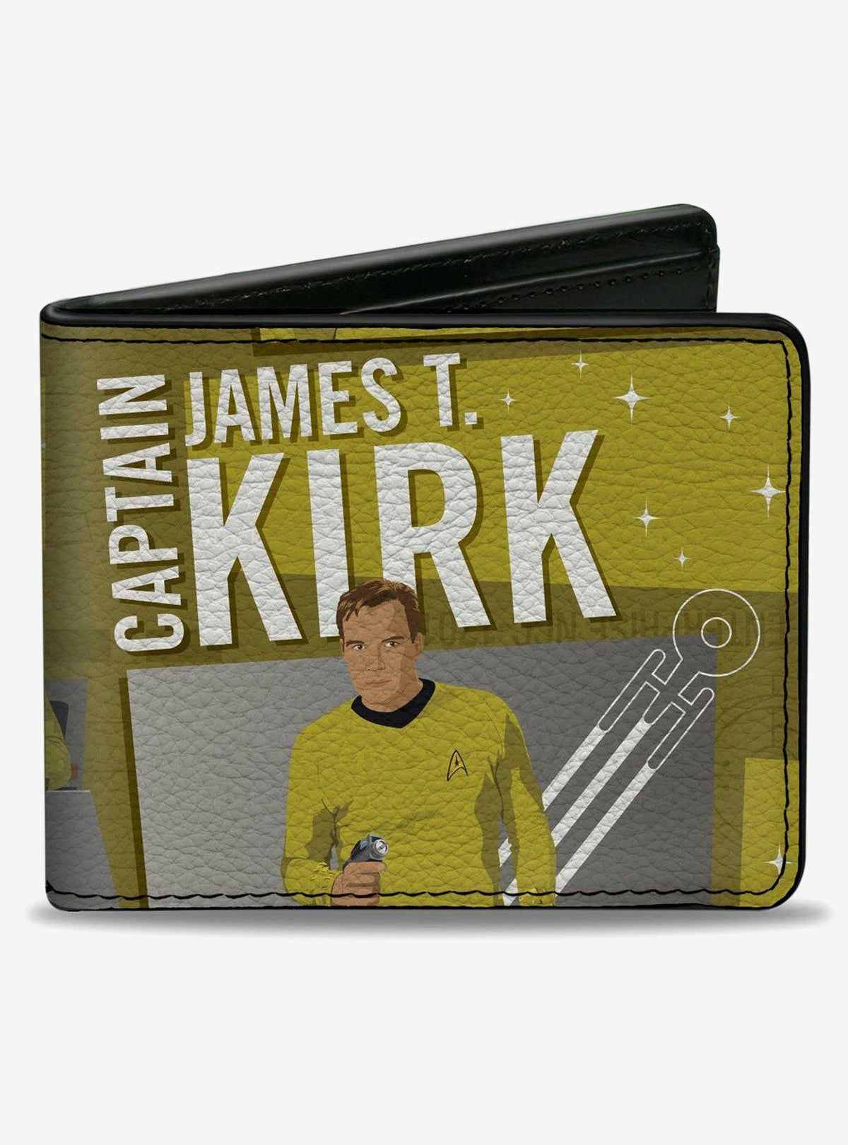 Billetera gris Star Trek con poses de Captain Kirk