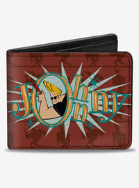 Billetera bifold Johnny Bravo: logo y pose de flexión