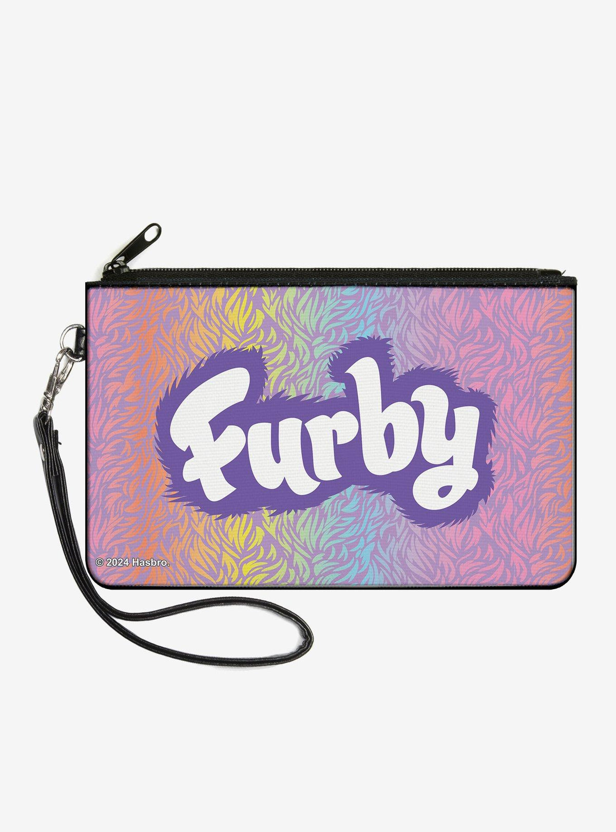 Billetera Furby morada con cierre y correa