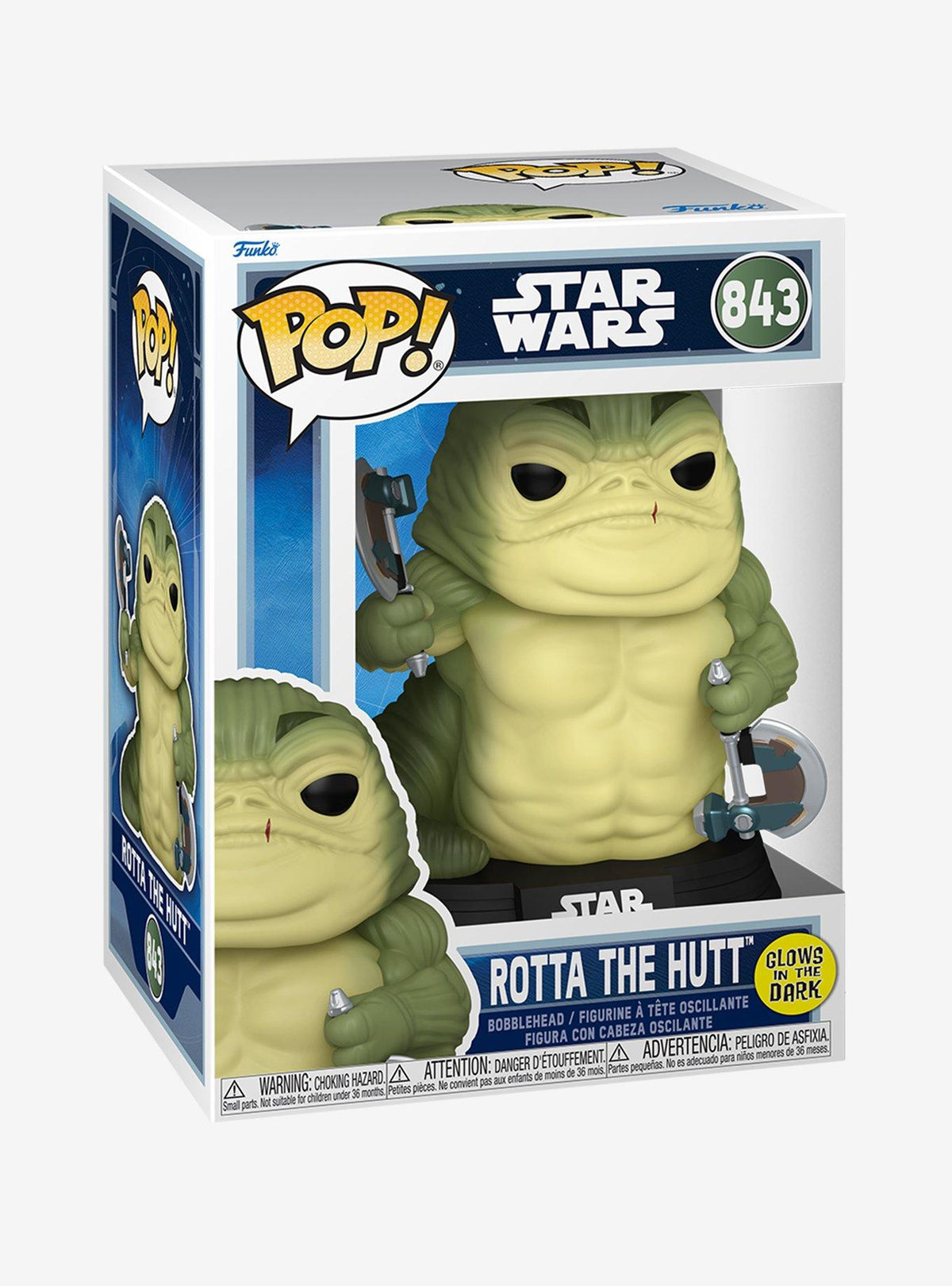 Funko Pop! Star Wars: Rotta the Hutt que brilla en la oscuridad