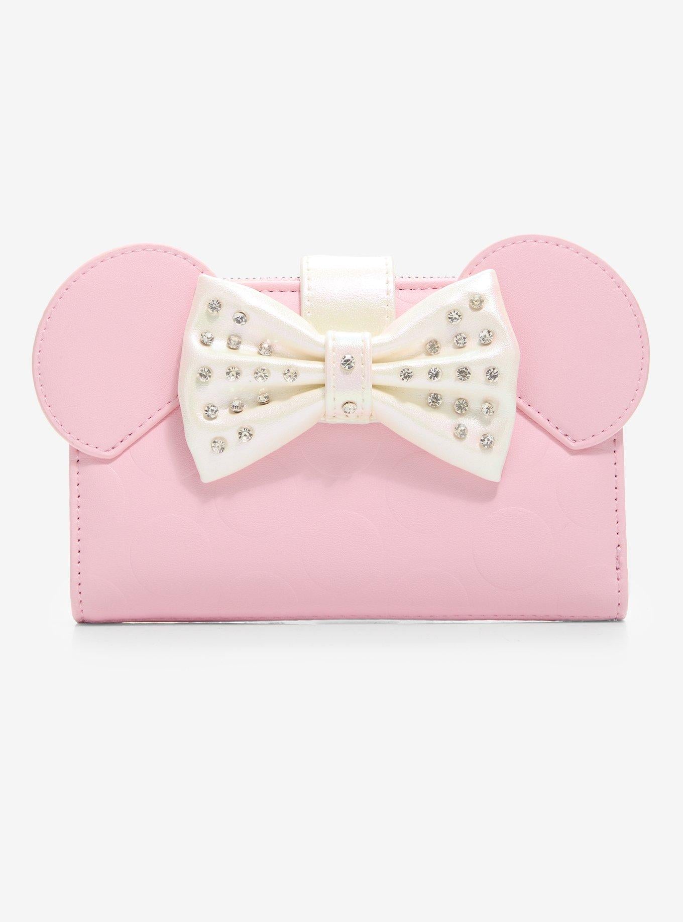 Billetera Minnie Mouse con lazo de strass