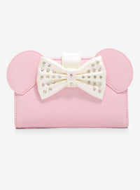 Billetera Minnie Mouse con lazo de strass