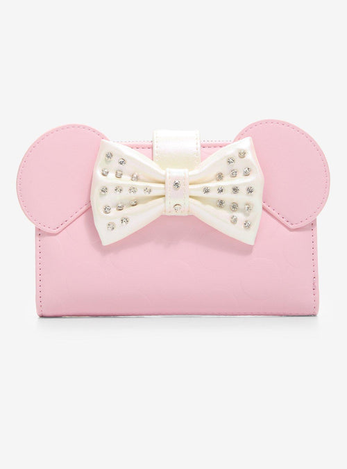 Billetera Minnie Mouse con lazo de strass