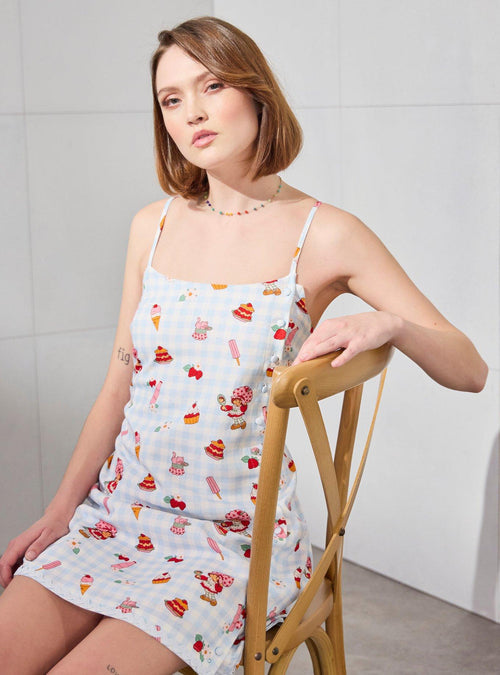 Vestido de tirantes Strawberry Shortcake con estampado