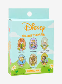 Caja sorpresa de pin esmaltado Zootopia con marco floral