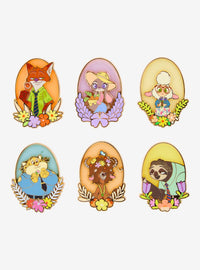 Caja sorpresa de pin esmaltado Zootopia con marco floral
